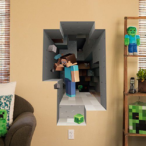 Minecraft Autocollant mural 3D pour chambre denfant Garçons Filles Grand format 
